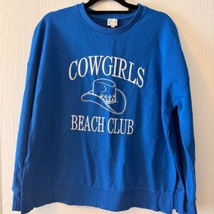 Francesca's Collections Blue Cowgirls Beach Club Sweatshirt